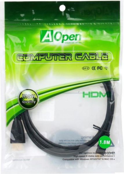 Кабель Aopen HDMI to Micro-HDMI 19M/M 1.4V+3D/Ethernet ACG588-1.8M 1.8 м